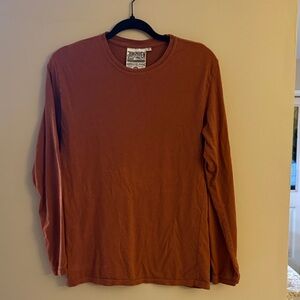 Jungmaven Men's Long-Sleeve Crewneck Shirt in Rust Brown Size Small